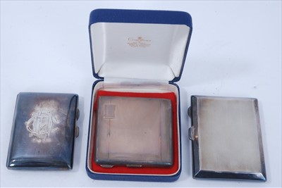 Lot 247 - Two silver cigarette cases and silver powder compact