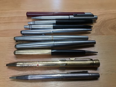 Lot 335 - Collection Parker pens and 1950s Lebanese airways propelling pen and calender