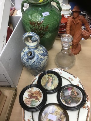 Lot 340 - Spanish tin glazed vessel together with a large green ewer