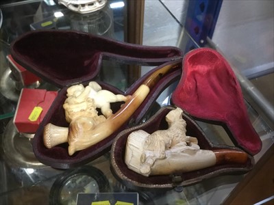 Lot 139 - Two 19th century meerschaum cheroot holders