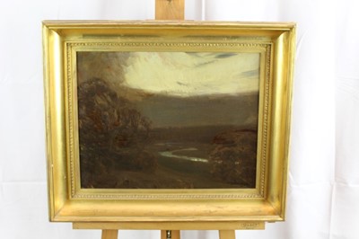 Lot 976 - *Sir Alfred James Munnings (1878-1959) oil on canvas - River in a Valley, signed and dated 1911, in gilt frame, 36cm x 46cm