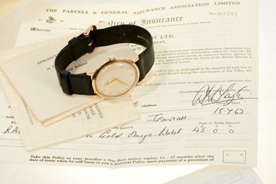 Lot 615 - 1960s Gentlemen's Omega 9ct gold wristwatch with box and papers