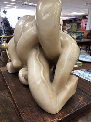 Lot 909 - Richard Bedford (1883-1967) carved alabaster - Minotaur, 26cm high, raised on hardwood stand 
 Provenance: Estate of Anthony Atkinson (1929-2004)