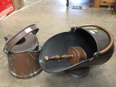 Lot 1072 - Copper coal scuttle and another copper vessel