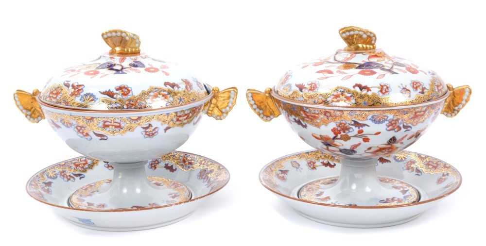 Lot 136 - A pair of Spode Stone China sauce tureens, covers and stands