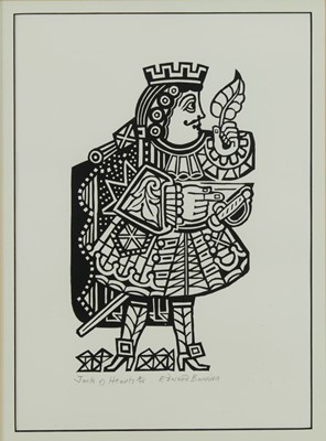 Lot 1005 - *Edward Bawden (1903-1989), linocut - Jack of Hearts, signed and numbered 8/25, 35 x 25cm
