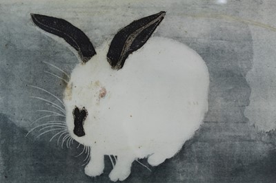Lot 1011 - *Richard Bawden (b.1936), signed limited edition etching - a rabbit, ' Pink Eyes', 32/100, 35 x 25cm, in glazed frame