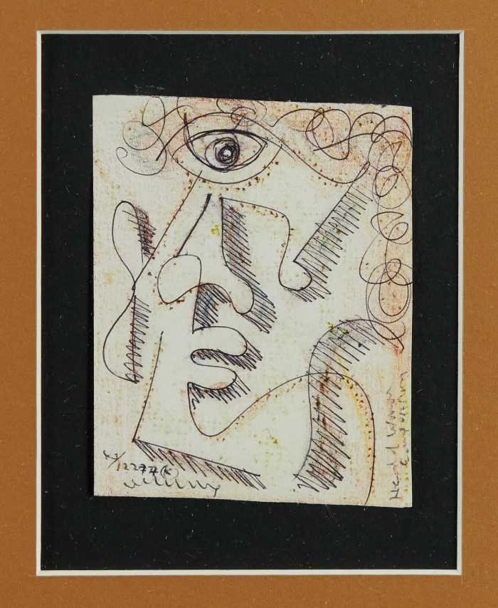Lot 998 - *Roy Turner-Durrant (1925-1998), pen and ink - Head of a woman, signed and numbered 43/12274(K), 10 x 8cm