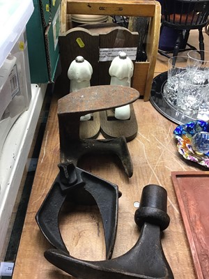 Lot 364 - Pair of Victorian asylum taps together with shoes lasts and cleaning kit