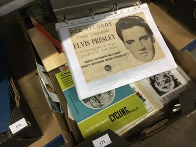Lot 171 - Box of Elvis postcards, Coutts wallet and ephemera