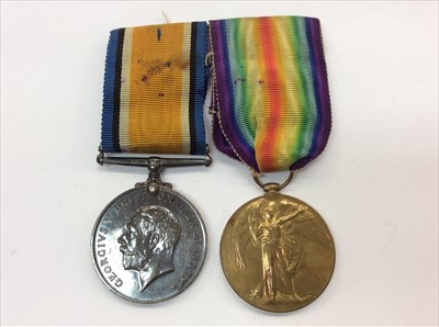 Lot 97 - First World War pair comprising War and Victory medals named to 62947 Pte. A. W. G. Stone. M.G.C.