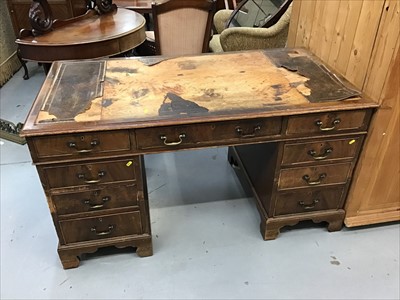 Lot 889 - Reproduction mahogany twin pedestal desk