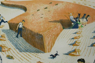 Lot 990 - *John Northcote Nash (1883-1977) 1940s School Prints lithograph - "Harvesting", printed by The Baynard Press, in glazed frame, 48cm x 75cm