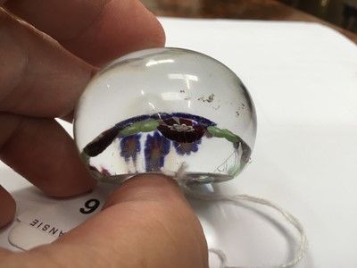Lot 116 - Fine 19th century French glass paperweight with central white and red rose with floral border, 4.5cm
