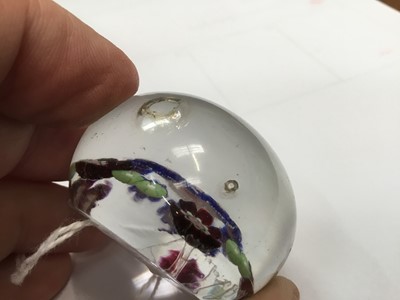 Lot 116 - Fine 19th century French glass paperweight with central white and red rose with floral border, 4.5cm