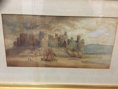 Lot 110 - English school, 19th century watercolour - Welsh castle, glazed frame