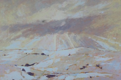 Lot 96 - David Britton , contemporary, oil on board - Snow Near Sheffield, signed, framed, 60cm x 75cm