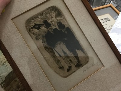 Lot 257 - Arthur Bragg, etching of a showman, mounted in glazed frame