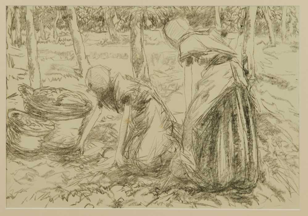 Lot 1018 - Harry Becker (1865-1928) lithograph - The Potato Pickers, in glazed frame, 37cm x 54cm