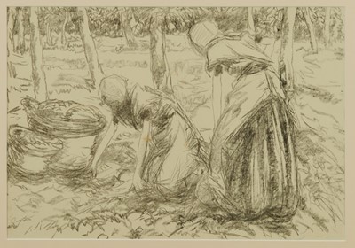 Lot 1018 - Harry Becker (1865-1928) lithograph - The Potato Pickers, in glazed frame, 37cm x 54cm
