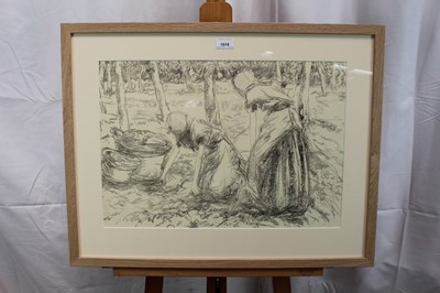 Lot 1018 - Harry Becker (1865-1928) lithograph - The Potato Pickers, in glazed frame, 37cm x 54cm