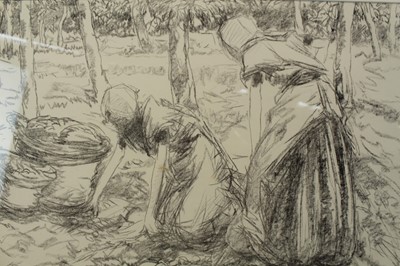 Lot 1018 - Harry Becker (1865-1928) lithograph - The Potato Pickers, in glazed frame, 37cm x 54cm