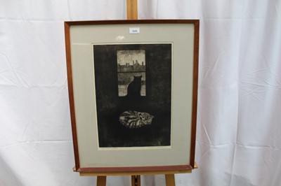 Lot 1029 - *Richard Bawden (b.1936) signed limited edition etching - Stripe & Blackie, two cats, 3/40, in glazed frame, 45cm x 31cm