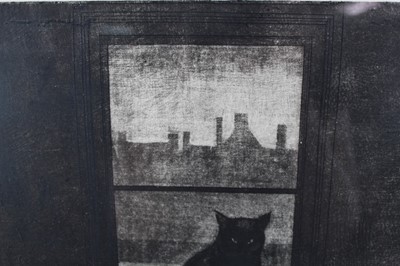 Lot 1029 - *Richard Bawden (b.1936) signed limited edition etching - Stripe & Blackie, two cats, 3/40, in glazed frame, 45cm x 31cm