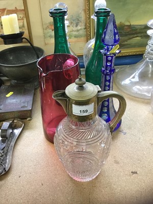 Lot 159 - Georgian ring neck decanter, together with a Victorian cut glass claret jug