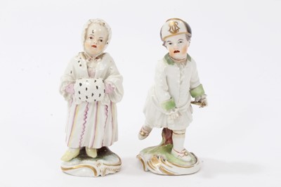 Lot 143 - Pair of circa 1770 Frankenthal polychrome figures of children
