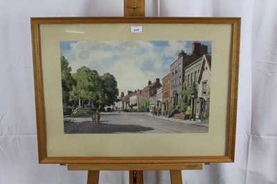 Lot 1117 - *Leonard Russell Squirrell (1893-1979) pencil and watercolour - Dedham High Street, signed, 33cm x 52cm, in glazed frame, together with the accompanying print (2)