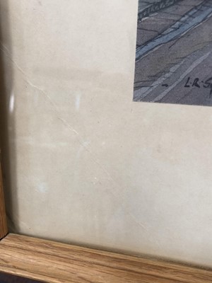 Lot 1117 - *Leonard Russell Squirrell (1893-1979) pencil and watercolour - Dedham High Street, signed, 33cm x 52cm, in glazed frame, together with the accompanying print (2)