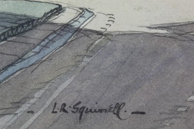 Lot 1117 - *Leonard Russell Squirrell (1893-1979) pencil and watercolour - Dedham High Street, signed, 33cm x 52cm, in glazed frame, together with the accompanying print (2)