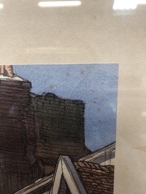 Lot 1117 - *Leonard Russell Squirrell (1893-1979) pencil and watercolour - Dedham High Street, signed, 33cm x 52cm, in glazed frame, together with the accompanying print (2)