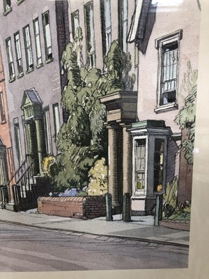 Lot 1117 - *Leonard Russell Squirrell (1893-1979) pencil and watercolour - Dedham High Street, signed, 33cm x 52cm, in glazed frame, together with the accompanying print (2)