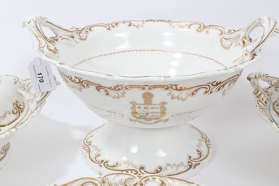 Lot 170 - Extensive collection of Chamberlains Worcester dinnerwares with gilt ornament and heraldic arms for the Mitchell family