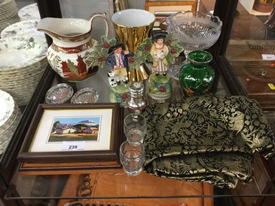 Lot 239 - Royal Worcester gilded vase together with textiles, glass ware and sundries