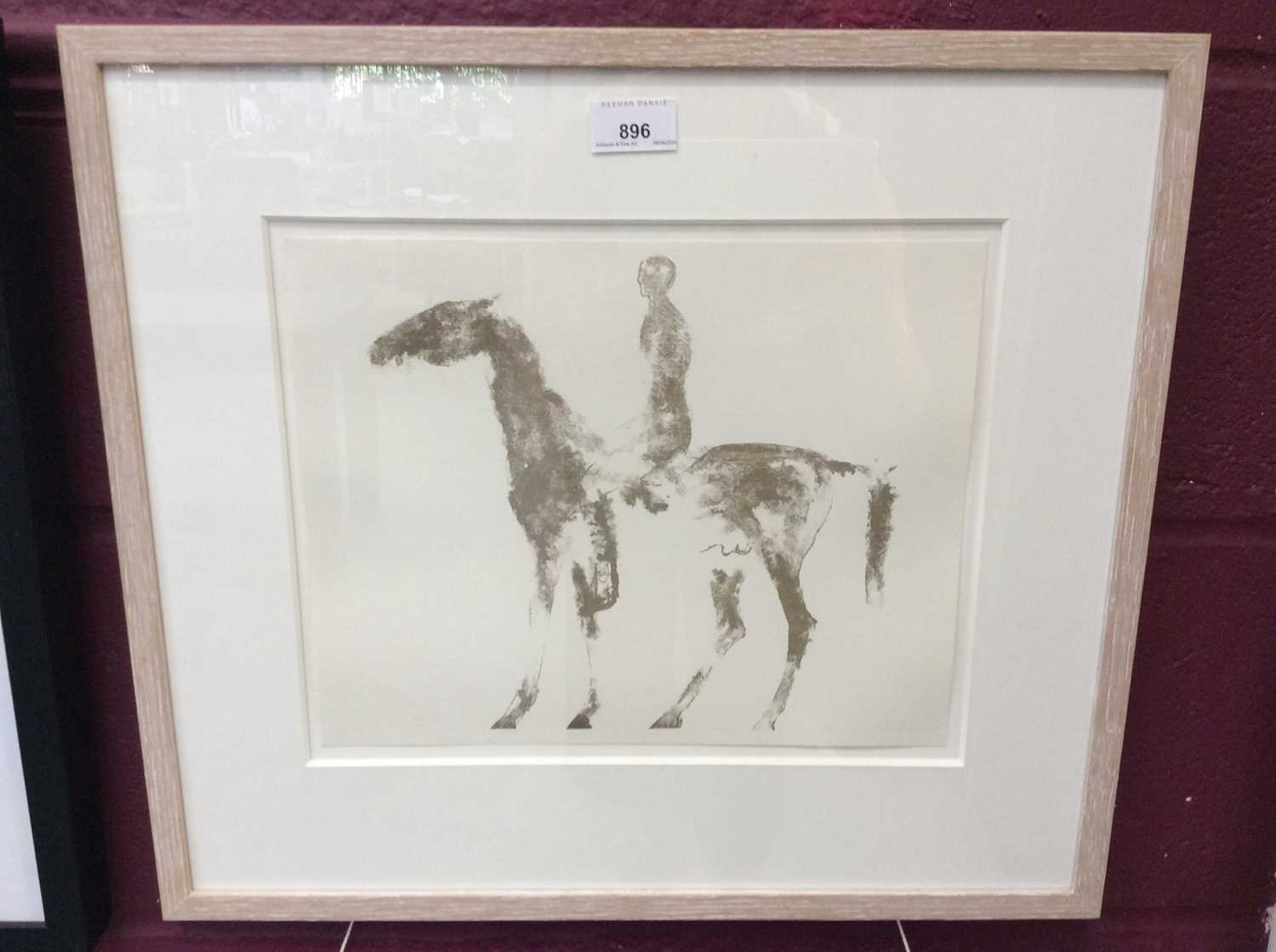 Lot 896 - Dame Elisabeth Frink (1930-1993) lithograph - Horse and Rider, in glazed frame, 26cm x 32cm