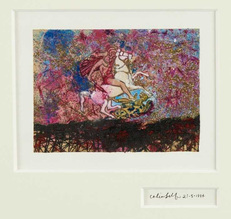 Lot 893 - *Colin Self (b. 1941) mixed media, paint and collage, St George and the Dragon