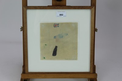 Lot 892 - *Mary Newcomb (1922-2006) watercolour and pencil Dog and Union Jack
