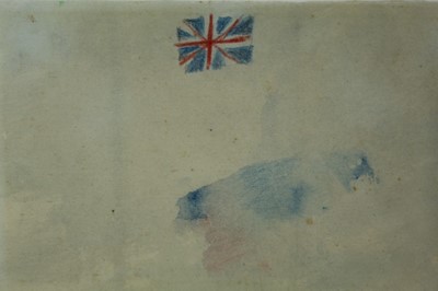 Lot 892 - *Mary Newcomb (1922-2006) watercolour and pencil Dog and Union Jack
