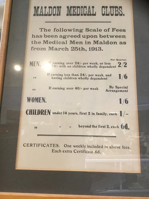 Lot 258 - Maldon Medical Clubs poster dated 1913