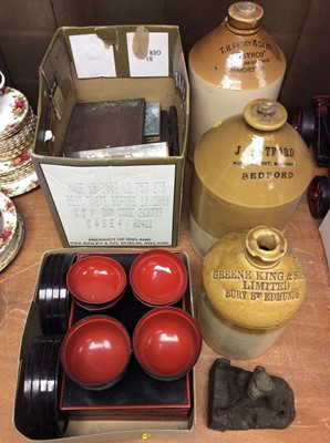 Lot 277 - Three stoneware flagons, vintage glass negatives, Chinese red and black tea ware