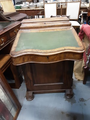 Lot 147 - Victorian walnut Davenport with leather lined slope and four side drawers