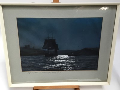 Lot 73 - Gordon Ellis pastel - moonlight departure