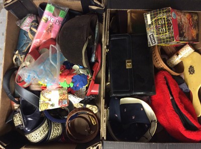 Lot 397 - Two boxes hats, belts, vintage bags and accessories