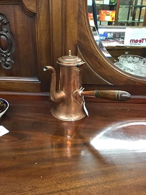 Lot 125 - Antique Georgian copper chocolate pot