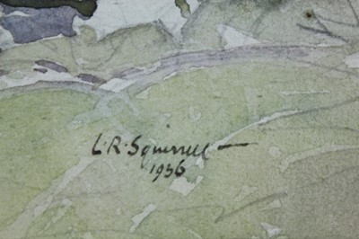 Lot 920 - *Leonard Russell Squirrell (1893-1979) watercolour - Cley, from Blakeney Marshes, Norfolk, signed and dated 1936, artists label verso, in original frame, 25.5cm x 37cm