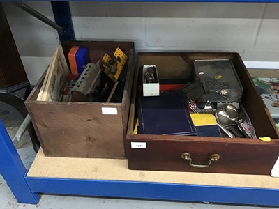 Lot 107 - Group of meccano, jewellery, cutlery etc