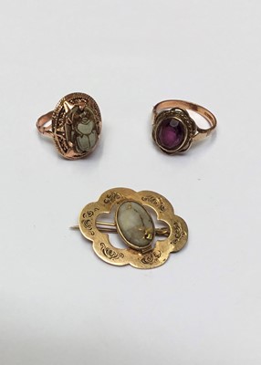 Lot 154 - Two gold dress rings and a Victorian gold brooch